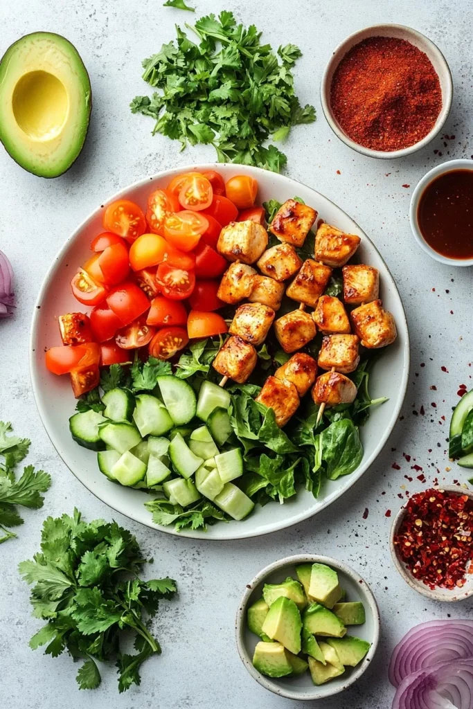 BBQ Chicken Skewer Salad