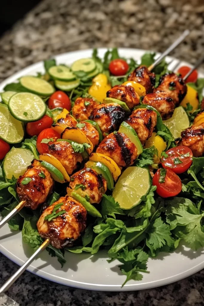 BBQ Chicken Skewer Salad