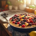 Berry-Infused Cottage Cheese Breakfast Bake with a Sweet Crunch