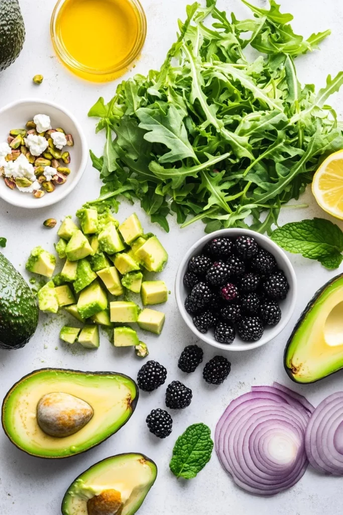 Blackberry Avocado and Arugula Salad
