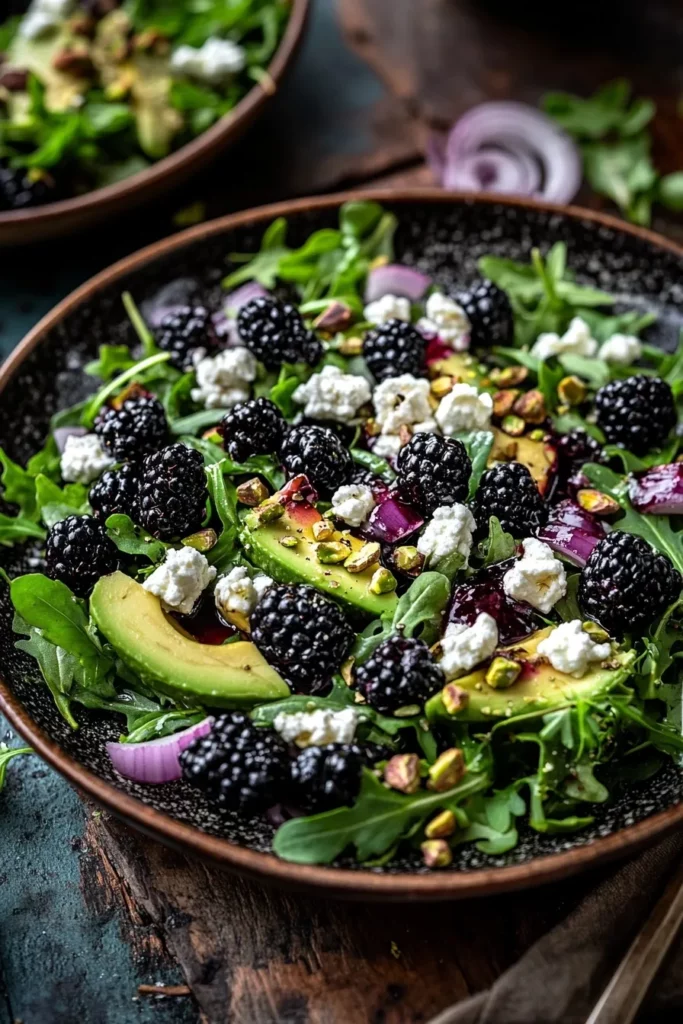Blackberry Avocado and Arugula Salad