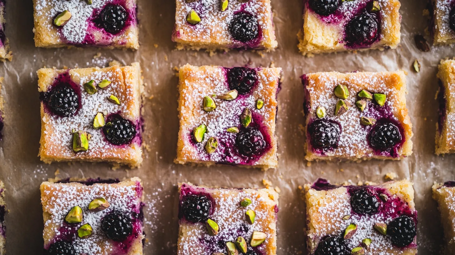 Blackberry Pistachio Dream Bars