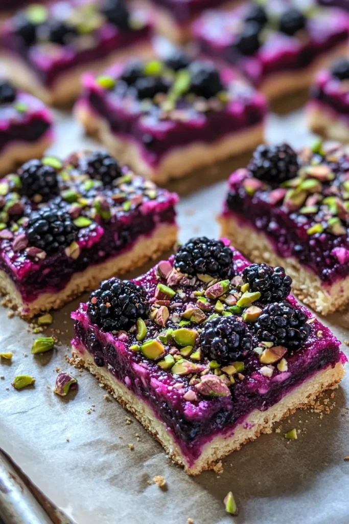 Blackberry Pistachio Dream Bars