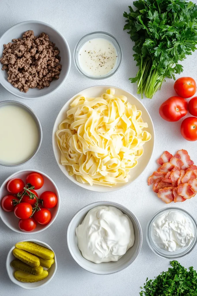 Cheeseburger Alfredo Pasta
