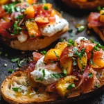 Cheesy Burrata Crostini with Prosciutto and Peaches