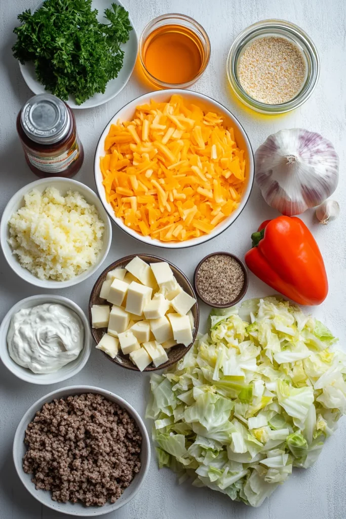 Cheesy Cabbage Beef Casserole