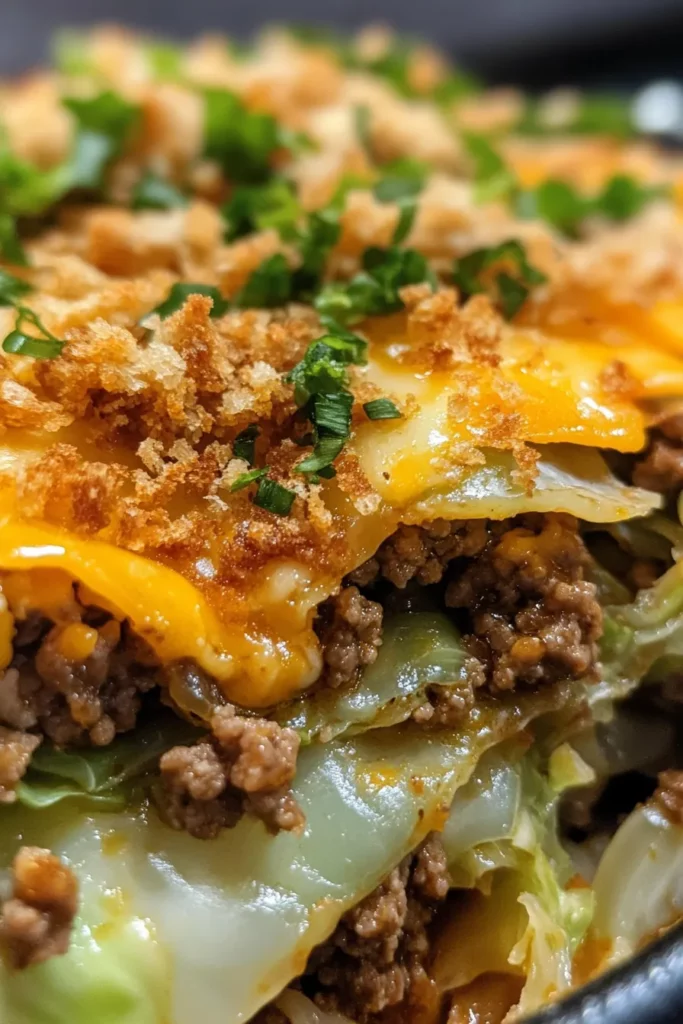Cheesy Cabbage Beef Casserole
