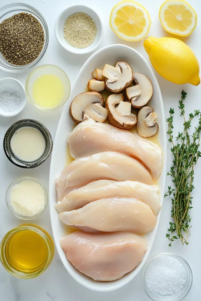 Chicken And Mushroom Skillet In A Creamy Asiago And Mustard Sauce