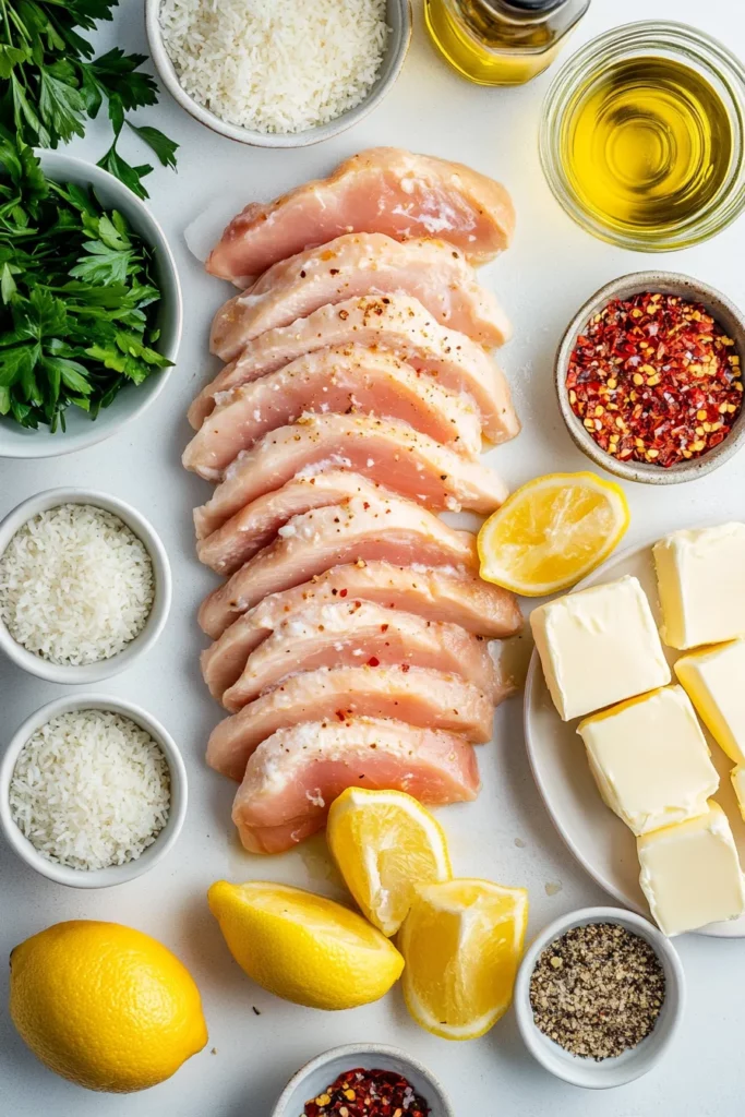 Chicken Scampi with Garlic Parmesan Rice