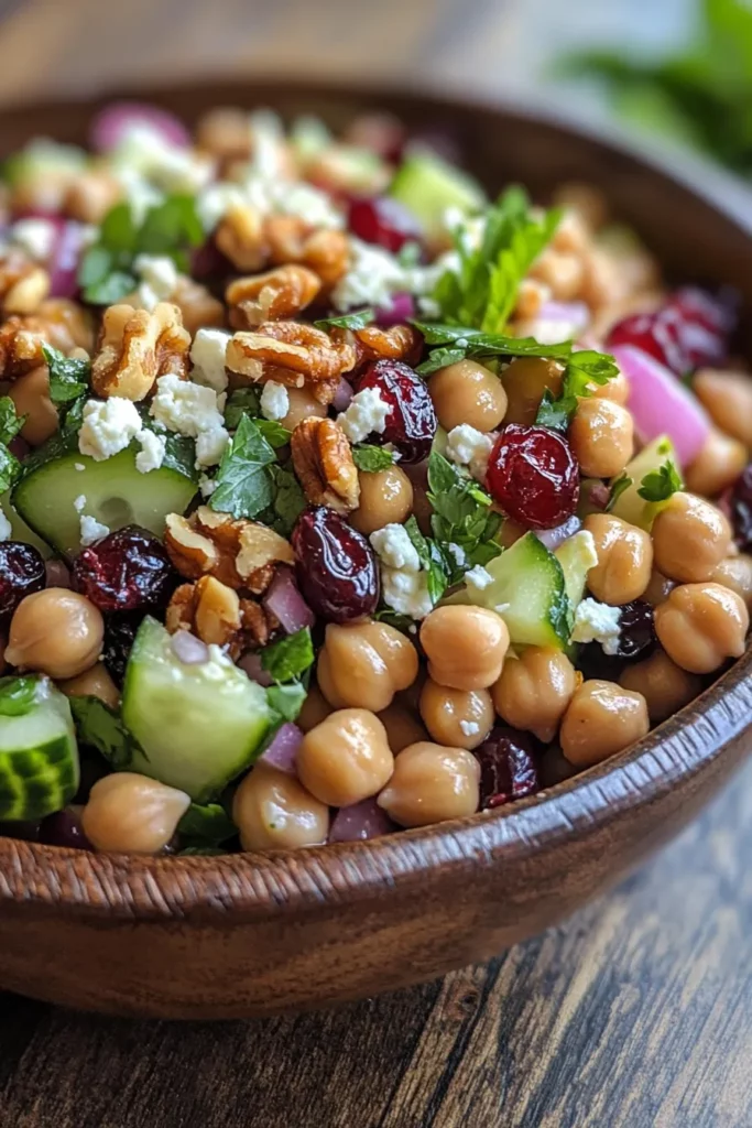 Cranberry Walnut Chickpea Salad with Orange Vinaigrette
