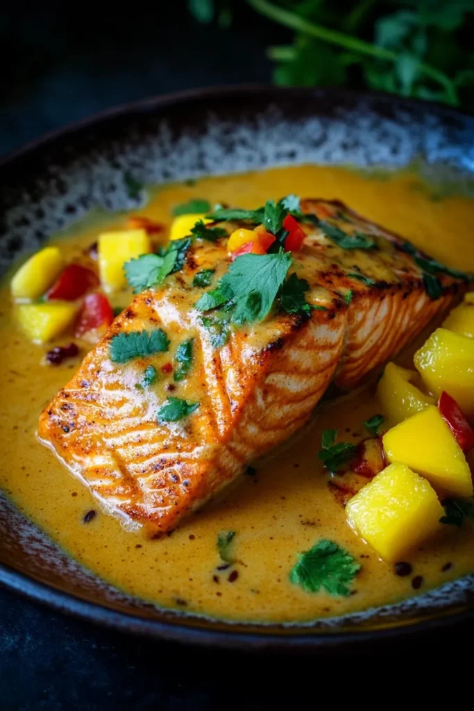 Creamy Coconut Curry Salmon with Caribbean Flavors
