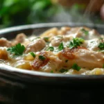 Crockpot Garlic Parmesan Chicken Pasta