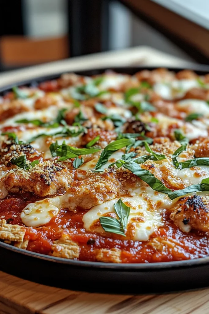 Crunchy Ritz-Cracker Chicken Parmesan Bake with Melty Mozzarella