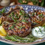 Garlic Herb Grilled Lamb Chops with Lemon Yogurt Drizzle