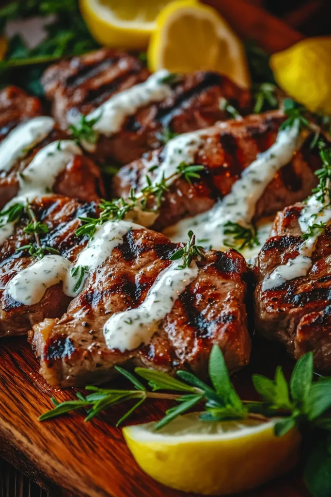 Garlic Herb Grilled Lamb Chops with Lemon Yogurt Drizzle