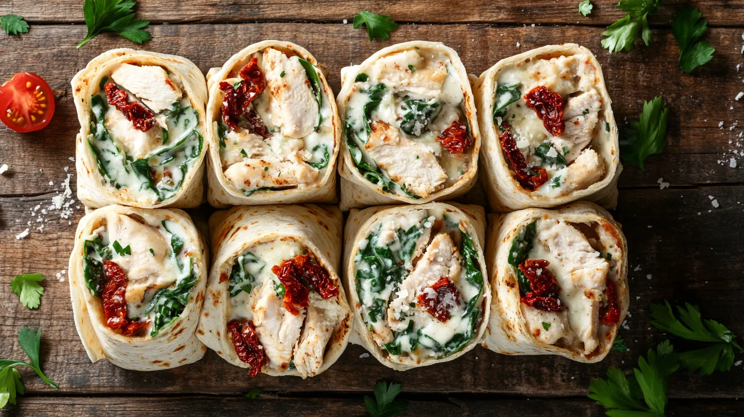 Garlic Parmesan Chicken Alfredo Wraps
