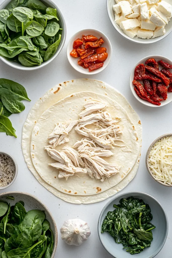 Garlic Parmesan Chicken Alfredo Wraps