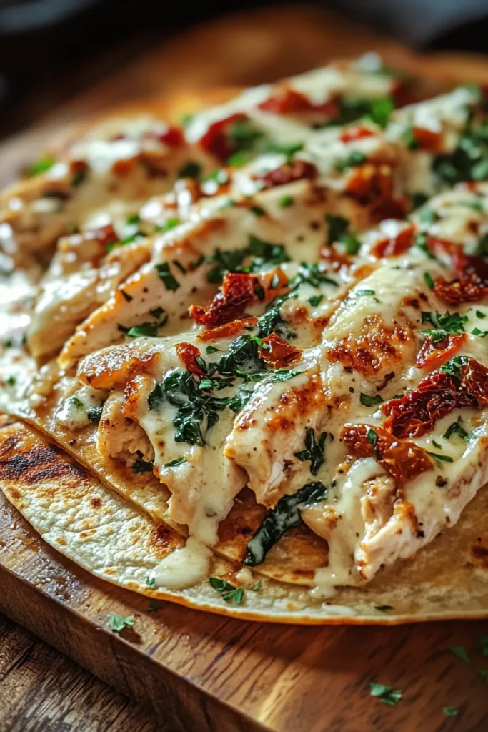 Garlic Parmesan Chicken Alfredo Wraps