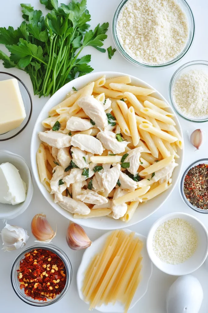 Garlic Parmesan Chicken Pasta Bake