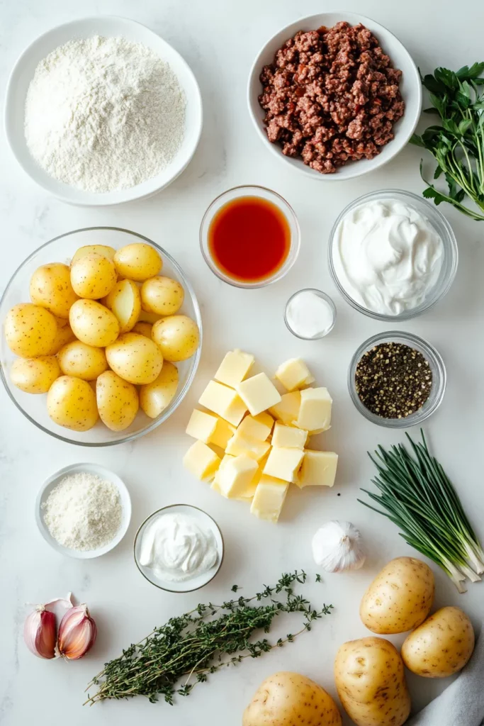 Ground Beef with Savory Gravy Poured Over Buttery Mashed Potatoes