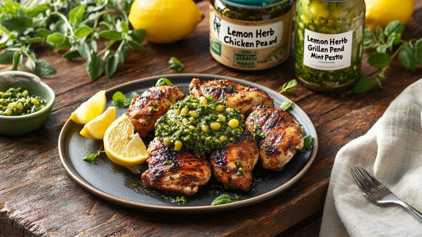 Lemon Herb Grilled Chicken with Pea and Mint Pesto