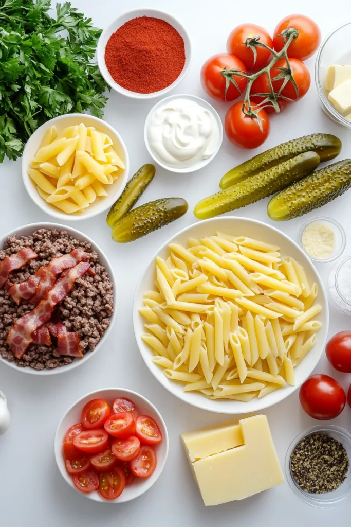 Loaded Bacon Cheeseburger Alfredo Pasta Recipe