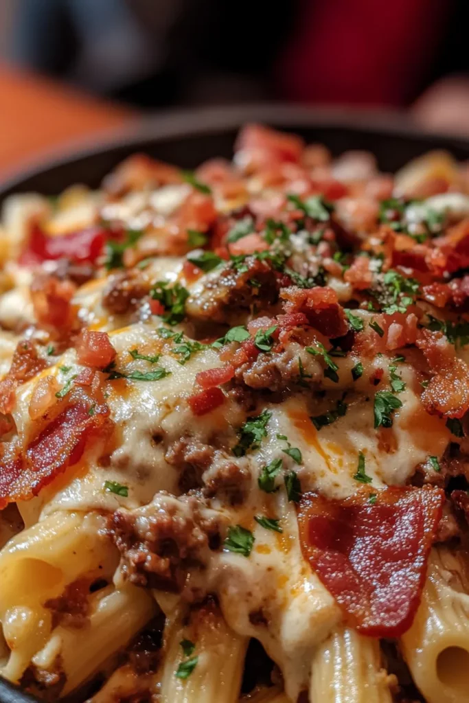 Loaded Bacon Cheeseburger Alfredo Pasta Recipe