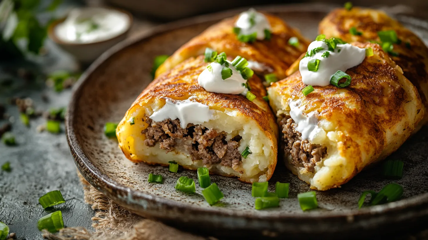 Mashed Potato Pancakes With Meat Filling