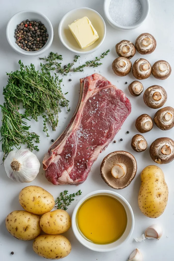 Pan-Roasted Venison with Herbed New Potatoes and Wild Mushroom Jus