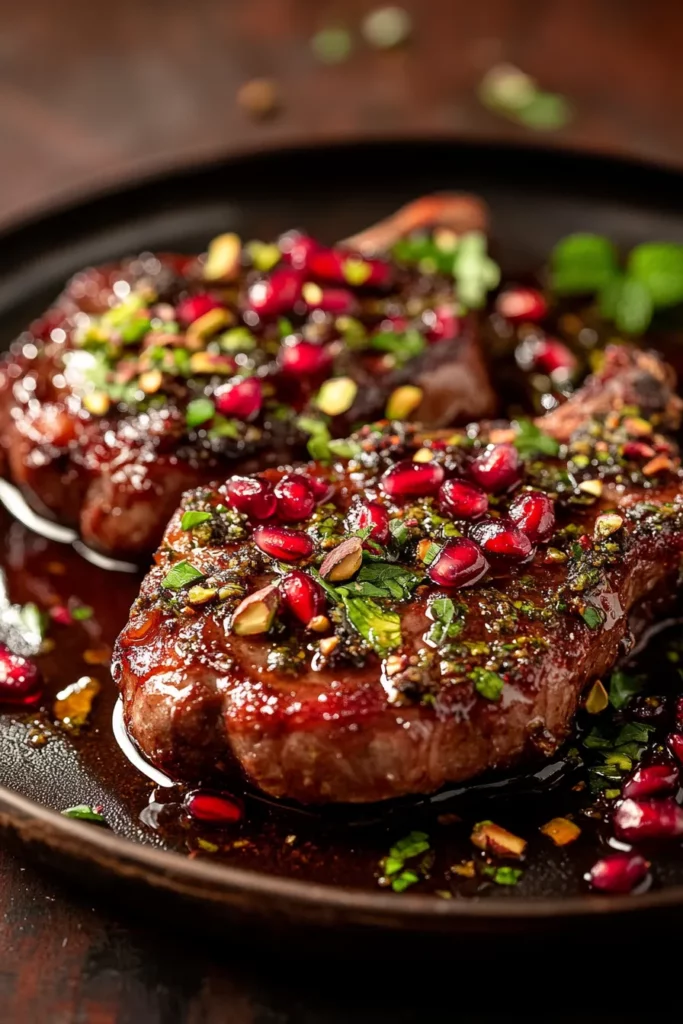 Pomegranate Glazed Lamb Chops with Zaatar Crust