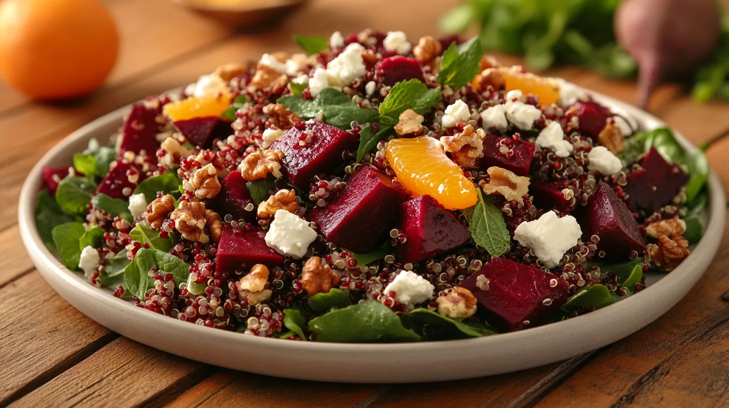 Quinoa Salad with Beets Walnuts and Orange Vinaigrette