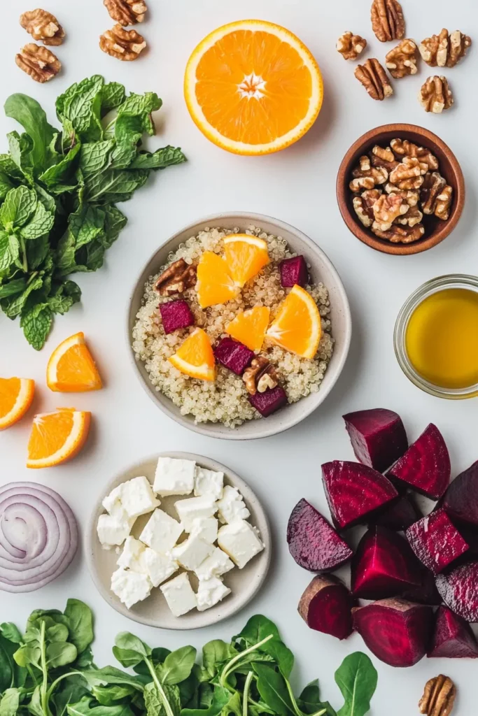 Quinoa Salad with Beets Walnuts and Orange Vinaigrette