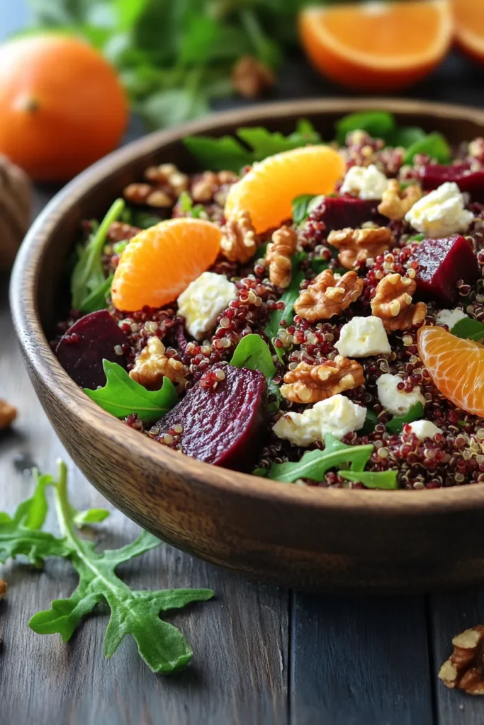 Quinoa Salad with Beets Walnuts and Orange Vinaigrette