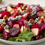 Roasted Beet and Apple Salad with Blue Cheese and Toasted Hazelnuts