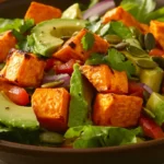 Roasted Sweet Potato and Avocado Salad with Lime Dressing