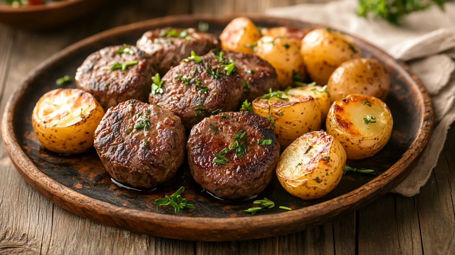 Rosemary Garlic Venison Medallions with Crispy New Potatoes
