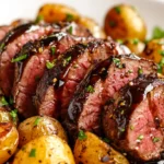 Seared Venison with Baby Potatoes and Balsamic Glaze