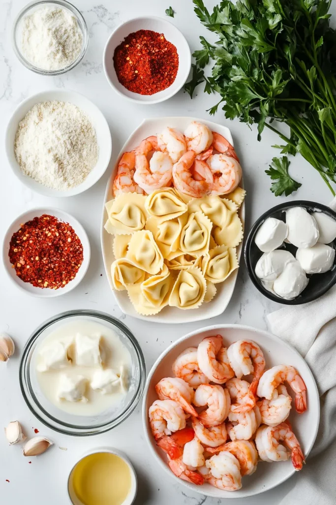 Shrimp and Tortellini Alfredo Bake with a Creamy Parmesan Sauce