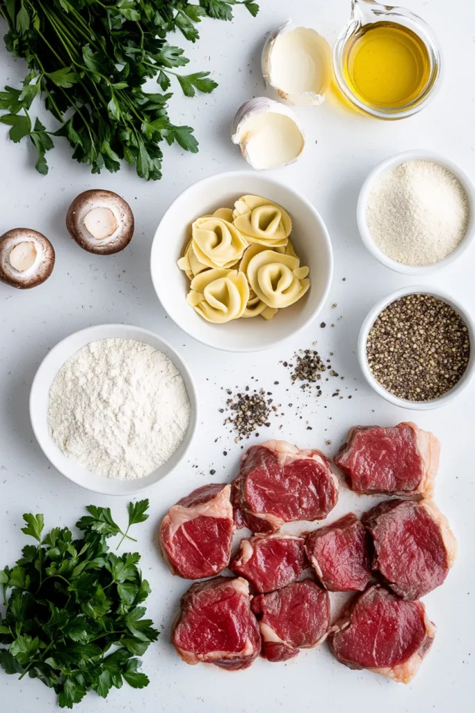 Skillet Beef Stroganoff Tortellini in Creamy Parmesan Sauce