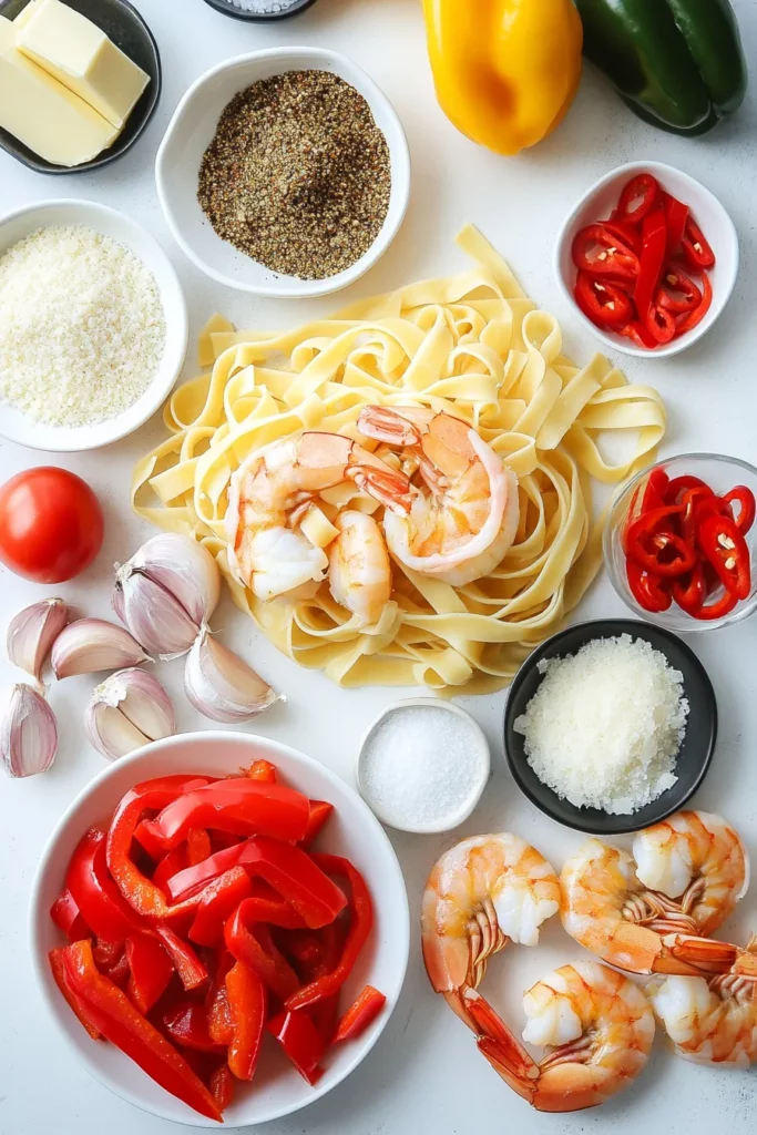Spicy Cajun Shrimp Pasta with Roasted Red Pepper Alfredo