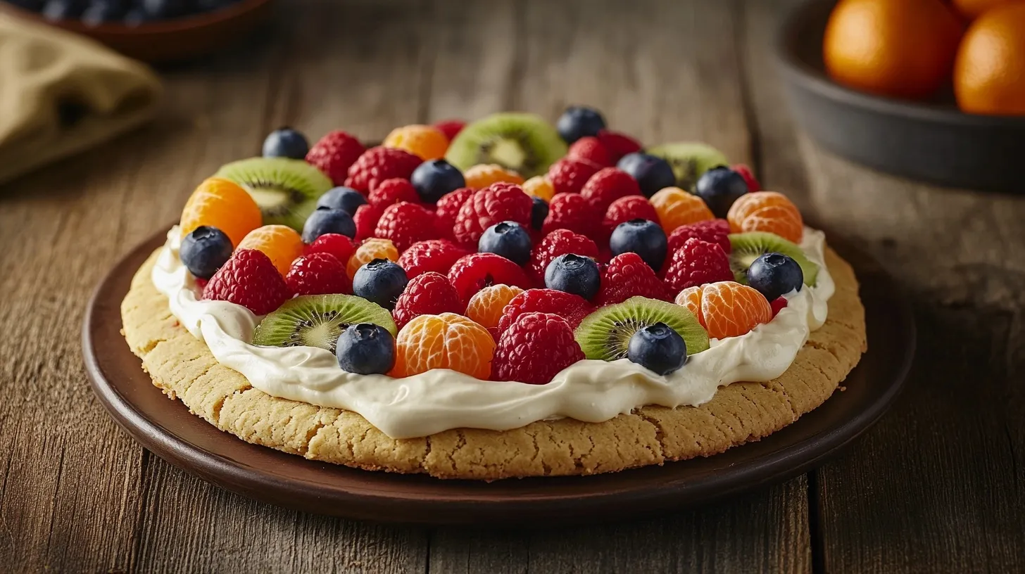 Sugar Cookie Fruit Pizza with Cream Cheese Frosting