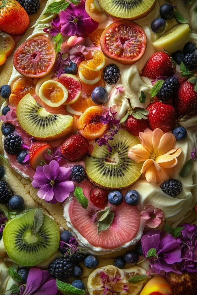 Sugar Cookie Fruit Pizza with Cream Cheese Frosting