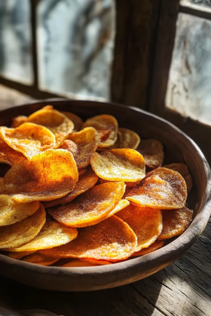 Sweet and Crunchy Air Fried Banana Chips with Cinnamon Sugar