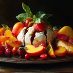 Tomato Peach and Burrata Salad