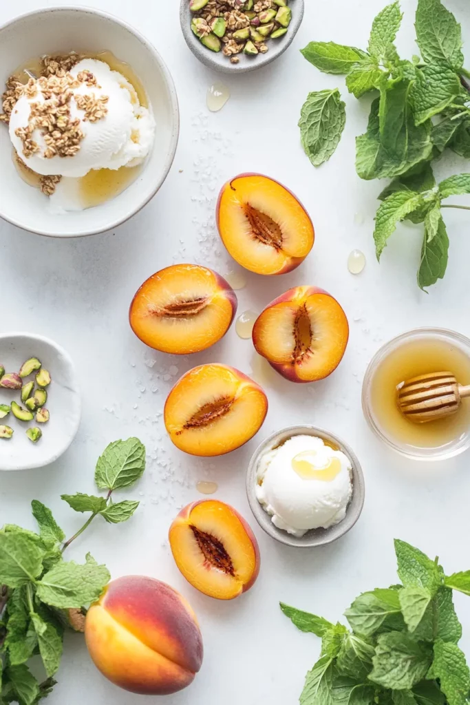 grilled peaches and ice cream