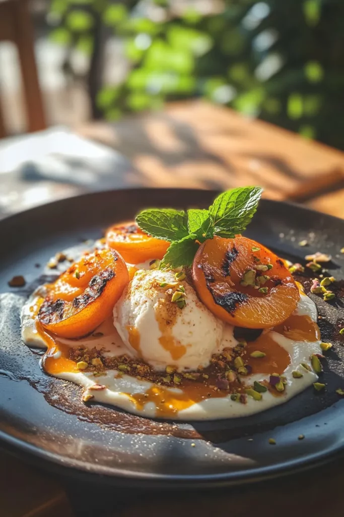 grilled peaches and ice cream