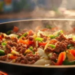 Healthy Chinese Ground Beef and Cabbage Stir Fry