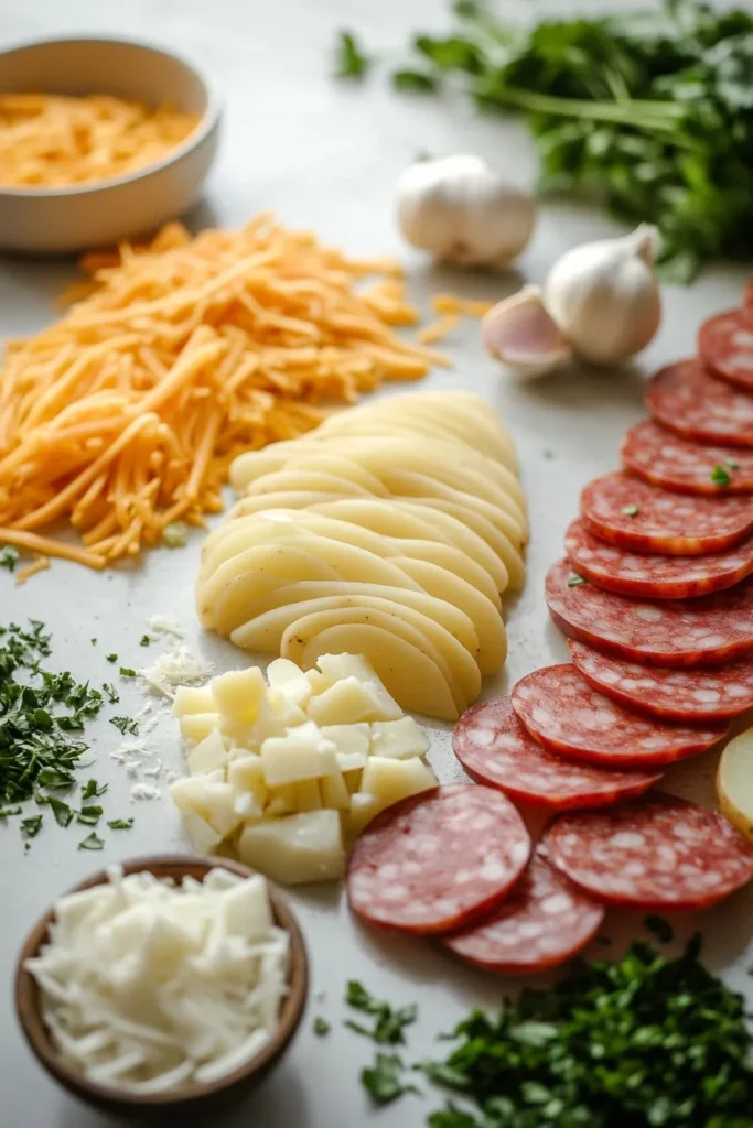 Kielbasa Sausage Cheesy Potato Casserole