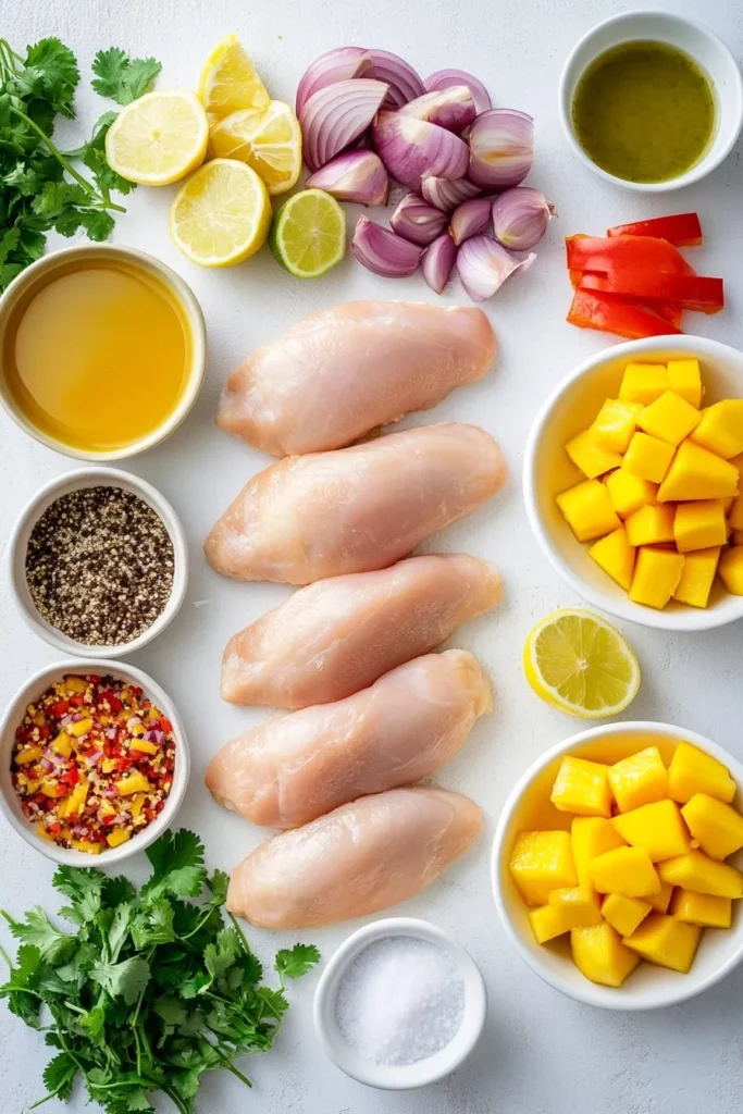 Lemon Ginger Chicken with Pineapple Mango Salsa