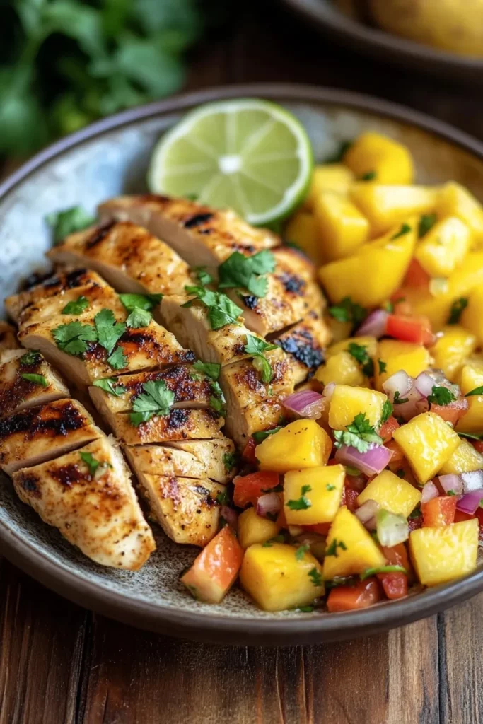 Lemon Ginger Chicken with Pineapple Mango Salsa